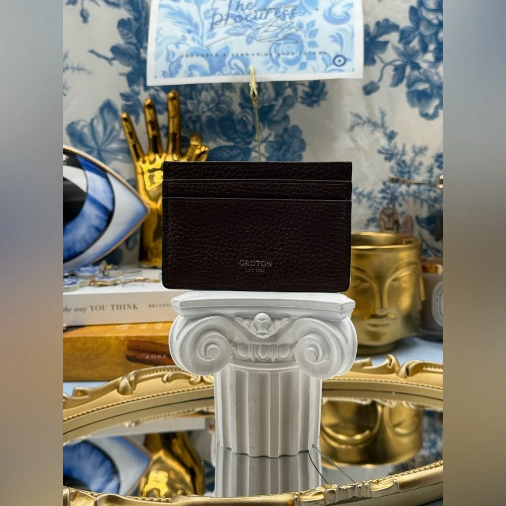 🆕 OROTON 🧿 NWOT Margot Card Sleeve, Brown Bear Leather Cardholder
